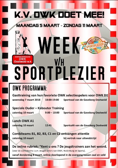 Wint OWK de clinic van team NL voor haar jeugdspelers en de titel: sportpleziervereniging van het jaar?