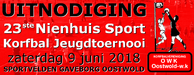 Inschrijving 23ste Nienhuis Sport Korfbal Jeugdtoernooi zaterdag 9 juni 2018 gestart!