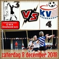 OWK 3 behoud koppositie zaal in leuke wedstrijd tegen Heerenveen 4
